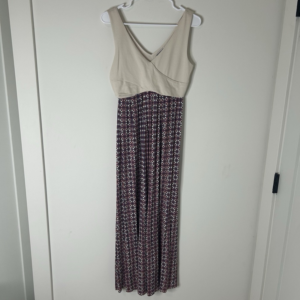 Anthropologie Maeve Dress Womens Small Petite Elysian Geometric Print Maxi
